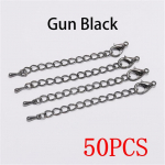 5/50 tk/LOT 50 mm tooniga pikendusega sabakett homaari klambritega pistik isetegemise ehete jaoks. Leidmine K&auml;ev&otilde;ru kaelakee Gun Black-50PCS