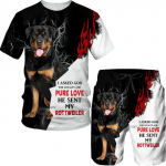 Rottweiler Dog 3D Prindiga T-s&auml;rk/T-s&auml;rk L&uuml;hikesed p&uuml;ksid Komplekt Meeste Suvised Spordir&otilde;ivad Vabaaja Meeste Spordidress Mood Meeste R&otilde;ivaste &Uuml;likond M
