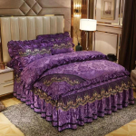 King-/queen-size/twin-suurus pitsvoodi seelik tekikate Padjap&uuml;&uuml;r Neljaosaline komplekt tihendav soe magamistuba Lihtne voodipesu Kvaliteetne s&uuml;gistalv Twin 4pcs