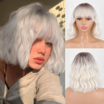 MERISIHAIR Gradient blond l&uuml;hikese lainega bob-parukas tukkidega Naiste mood igap&auml;evane l&uuml;hike laineline s&uuml;nteetilisest kiust parukas