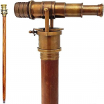 Antiikviimistlusega jalutuskepi teleskoop, kogutav puidust kepp messingist teleskoobi k&auml;epidemega