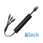 Fonken 3-&uuml;hes USB-laadimiskaabel USB-mikro-USB-/C-t&uuml;&uuml;pi/v&auml;lkkaabel Sisset&otilde;mmatav laadijakaabel 2,4A kiirlaadimiskaabel must