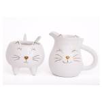 Les Tr&eacute;sors De Lily [A0010] - Kuldne elevandiluu  Cats  keraamiline kreemikann ja suhkrukauss - k&otilde;rgus 10 cm NA beež