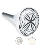 Les Tr&eacute;sors De Lily [A2528] - keraamiline m&ouml;&ouml;blinupp 'Carreaux de Ciment' must hall valge - 65x35 mm must