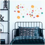 Les Tr&eacute;sors De Lily [R3414] &ndash; 3 lehte kleebiseid  Space  (raketid-planeedid) - 30x13 cm oranž