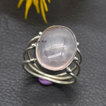 Roosikvarts V&auml;&auml;riskivi 925 Sterlingh&otilde;be K&auml;sitsi valmistatud Ehted T&auml;is R&otilde;ngas J&otilde;ulukingiks 6.5 h&otilde;be