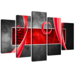 Viieosalise pildiga l&otilde;uenditr&uuml;kk Abstract Grey Red 100x70 punane