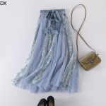 K&otilde;rgelt t&otilde;usev pitspaneelidega midiseelik naiste uus paeltega elastne v&ouml;&ouml;koht kiik haldjas v&otilde;rkseelik One size hall-sinine v&auml;rv