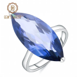 Gb 11 ,45 ct Marquise Natural Iolite Blue Mystic Quartz kalliskivist s&otilde;rmus 925 Sterling H&otilde;bedast S&otilde;rmused Naistele Peened Ehted 10