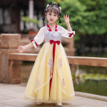 T&uuml;druk Hanfu iidne kost&uuml;&uuml;m lapsed Hiina stiilis v&auml;ikese t&uuml;druku kleit Tang kleit printsessi seelik rahvariided lapsed S valge