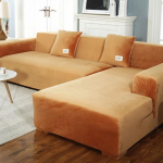 Samet &uuml;hev&auml;rvilised diivanikatted elutoa jaoks Elastne diivani kate nurgadiivani kate Slipcover tooli kaitse iste 4seater (235-300cm) oranž