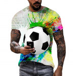 Suvemood Jalgpalli graafilised t-s&auml;rgid Hip Hop Naljakas isikup&auml;ra meeste t&auml;navar&otilde;ivad 3D prinditud vabaaja O-kaelusega l&uuml;hikeste varrukatega s&auml;rgid S