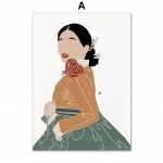 Boho kaasaegne Korea Aasia Hanboki kleit T&uuml;druku Seinakunst L&otilde;uendimaal P&otilde;hjamaade plakatid ja Prinditud seinapildid elutoa kaunistamiseks 21x30 No Frame