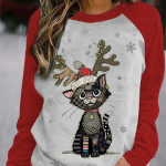 Naiste s&uuml;gis- ja talvine j&otilde;ulutr&uuml;kiga pikkade varrukatega T-s&auml;rk Naiste vabaaja kaelaga lahtised &uuml;hev&auml;rvilised s&auml;rgid, topid Pullover tuunika dressipluusid S mitmev&auml;rviline