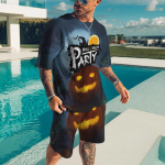 Suvine T-s&auml;rgikomplekt Meeste Spordi&uuml;likond Suur t-s&auml;rk Halloweeni L&uuml;hikeste Varrukatega 2-osaline Spordidress 3D Prinditud Jogging S