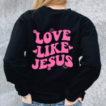 Naiste dressipluus LOVE LIKE JESUS ​​Pulloverid Kristlikud kampsunid, naeratus, p&uuml;siv sviitrid Trendikas vabaaja puhtast puuvillast top S