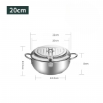Frit&uuml;&uuml;r koos termomeetri kaanega Mittenakkuva roostevabast terasest praepott k&ouml;&ouml;gi jaoks 20cm h&otilde;be