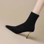 Krazing Pot Flock Talvise terava varbaga stiletto &otilde;hukesed k&otilde;rged kontsad t&otilde;mblukuga venivad saapad Stovepipe naiste poolsaapad 34 must