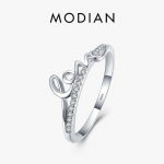 Modian Romantic Letter LOVE Lihtne s&otilde;rmus, mood 925 Sterling Silver, selge CZ s&otilde;rmes&otilde;rmused naistele peened ehted 5 h&otilde;be
