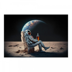 Kosmoseulmeline astronaut joob Kuul Naudi Maa maastikku Seinakunst L&otilde;uendimaal Kaasaegne plakat Prindi Elutuba Kodukaunistuse pildid 20x30cm No Frame