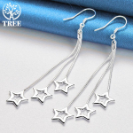 925 Sterling Silver Kolm madu kett Star Drop K&otilde;rvar&otilde;ngad Ehted