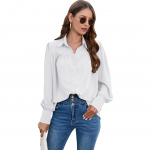Kevadine ja s&uuml;gisene naiste s&auml;rk Plisseeritud pikkade varrukatega pluus Topid Temperament Elegant Plus Size S valge