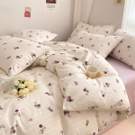 ins pure cotton four-piece set of sheets, fitted sheets, bedding, pure cotton student dormitory single quilt cover, three-piece duvet cover 1.2m bed sheet 3PCS