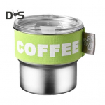 400 ml kohvitass roostevabast terasest termokruus, kaasaskantav lekkekindel isoleeritud tass elastse &uuml;mbrisega kodukontori auto jaoks roheline