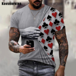 Leegiga m&auml;ngukaardid prinditud 3D T-s&auml;rk Meeste naiste suvemood vabaaja T-s&auml;rk Pokkerikaardi disain Harajuku t&auml;navar&otilde;ivad Topid 6XL S