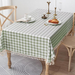 Puuvillane linane laudlina Vee- ja &otilde;likindel pesuvaba laudlina S&ouml;&ouml;gitoa laud Ristk&uuml;likukujuline tutiga laudlina 140*220cm