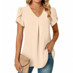 YYFS naistemood vabaaja suve &uuml;hev&auml;rvilise tr&uuml;kiga l&uuml;hikeste varrukatega V-kaelusega pluusid ja s&auml;rgid XL