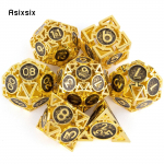 7 tk kuldne must metallist t&auml;ring, &uuml;mmargune &otilde;&otilde;nes metallist mitmetahuline t&auml;ringukomplekt, mis sobib rollim&auml;nguks RPG lauam&auml;ngu kaardim&auml;nguks mitmev&auml;rviline