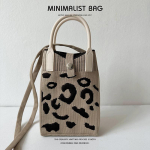 Must-valge Leopard Point kootud minitelefoni kott Crossbody kott Naiste taskukott V&auml;ike kandiline kott One Size khaki