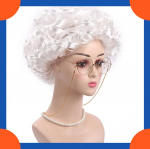2024 Halloweeni vanaemaparukas Lainelised lokkis parukad Cosplay jaoks valge