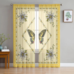 Daisy Flower Butterfly l&auml;bipaistvad kardinad elutuppa Magamistoa t&uuml;llkardin k&ouml;&ouml;gi jaoks Voile kardinad ruloopaneelid 135W x 114H(cm)
