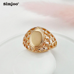 SIMJOO Smooth Oval Fishing Net Rose Gold Color Lady Ring 6
