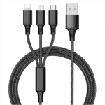 3-&uuml;hes kiire mobiiltelefoni kaabel Kiirlaadija Mikro-USB kaabel C-t&uuml;&uuml;pi Androidi laadimiskaabel iPhone 3 jaoks Ring laadimiseks must