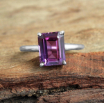 Amet&uuml;sti H&otilde;bes&otilde;rmus 925 Sterling H&otilde;be K&auml;sit&ouml;&ouml; Ehted Statement Ring 5