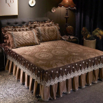 AI WINSURE tikandid pitsist sametist voodikate Ruffle Queen topelt reljeefne tepitud voodikate King voodiseeliku komplekt pehme soe 3tk 120x200cm 47x79inch