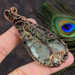 Natural Prehnite Gemstone Handmade Copper Wire Wrap Gift Pendant 3.39 e8m88