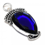 Natural London Blue Topaz Gemstone 925 Sterling Silver Pendant 2.60 m7q70