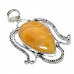 Natural Yellow Septarian Gemstone 925 Sterling Silver Gift Pendant 3.07 k4d80