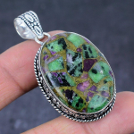 Ruby in Zoisite Gemstone Handmade 925 Sterling Silver Pendant 2.13 N0G39