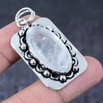 Natural Selenite Gemstone Handmade 925 Sterling Silver Gift Pendant 2.09 b8k14