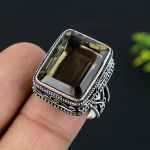 Natural Smoky Topaz Gemstone Handmade 925 Sterling Silver Ring Size 9 i3s35