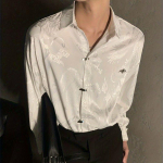 Vintage Harajuku pluusid Naiste Dragon Print Oversize T&auml;navar&otilde;ivad N&ouml;&ouml;bitud pikkade varrukatega s&auml;rgid Hiina stiilis punktopid Trend L must