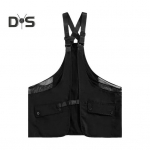 Unisex suvine vest Reguleeritavad rihmad Disain Mitu suured taskud Rinnakott Hip-Hop stiilis Suure mahutavusega hoiukott Vest Rinnapakk T&auml;navar&otilde;ivad L must