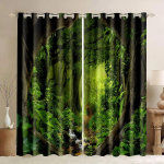 3D-printimine Metsapuu maastik &otilde;huke aken kardinad džungel Metsik loodus Botaaniline prindimuster elutoa magamistuppa W50xH130(CM)x2PCS-Rod pocket