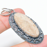Natural Fossil Coral Gemstone Handmade 925 Sterling Silver Pendant 2.36 v3k82
