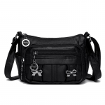 &Otilde;lakott Keskealine emakott Naiste mitme taskuga Crossbody kott Suure mahutavusega mobiiltelefonikott must